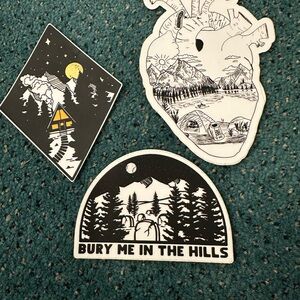 Black and White Nature Sticker Set Camping Gift
